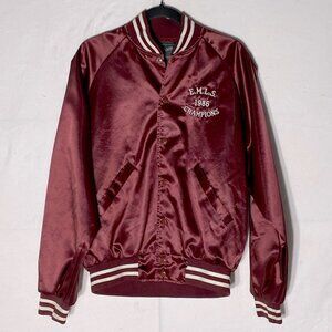 Vintage Trimark Burgundy Firefighter Varsity Jacket XL Bomber